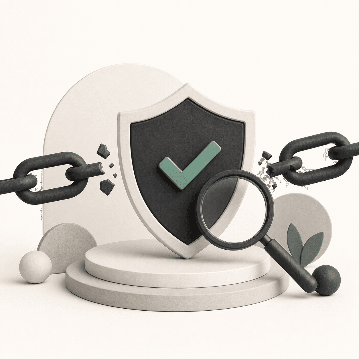 Ilustrasi perlindungan dari phishing dengan link mencurigakan yang dihentikan oleh perisai